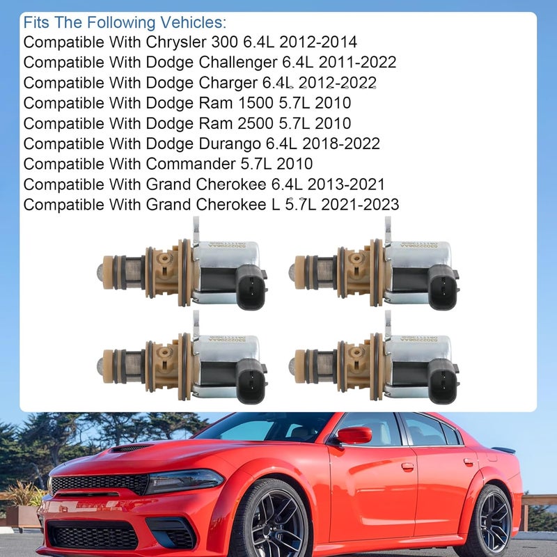 RALBDX 4PCS Engine Multiple Displacement Solenoid Compatible with 2010-2024 Dodge Ram 1500 2500 Challenger Charger Commander Grand Cherokee Chrysler 300 5.7L 6.4L Replace # 53022298AA 916-592XD - Image 3